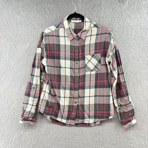 Prana Women's Size S Crimson Percy Plaid Casual Button Front Long Sleeve Hiking - Picture 2 of 10